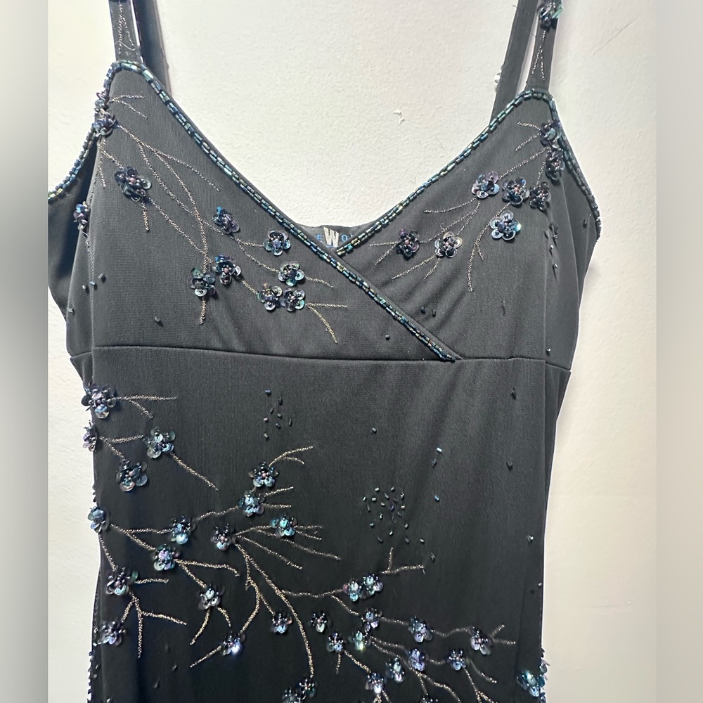 Beautiful Y2KVintage Sue Wong Silk Sheer Mesh Lace Beaded Floral Maxi Slip Dress - Picture 13 of 16